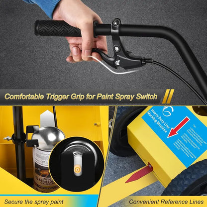 Heavy Duty Yellow Striping Line Marking Machine for Parking Lots & Sports Fields  Adjustable Width, Stable Rubber Wheels