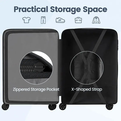 Lightweight 3-Piece Hardshell Spinner Luggage Set — 20/24/28 Inch (Wide Cross Stripe Design)