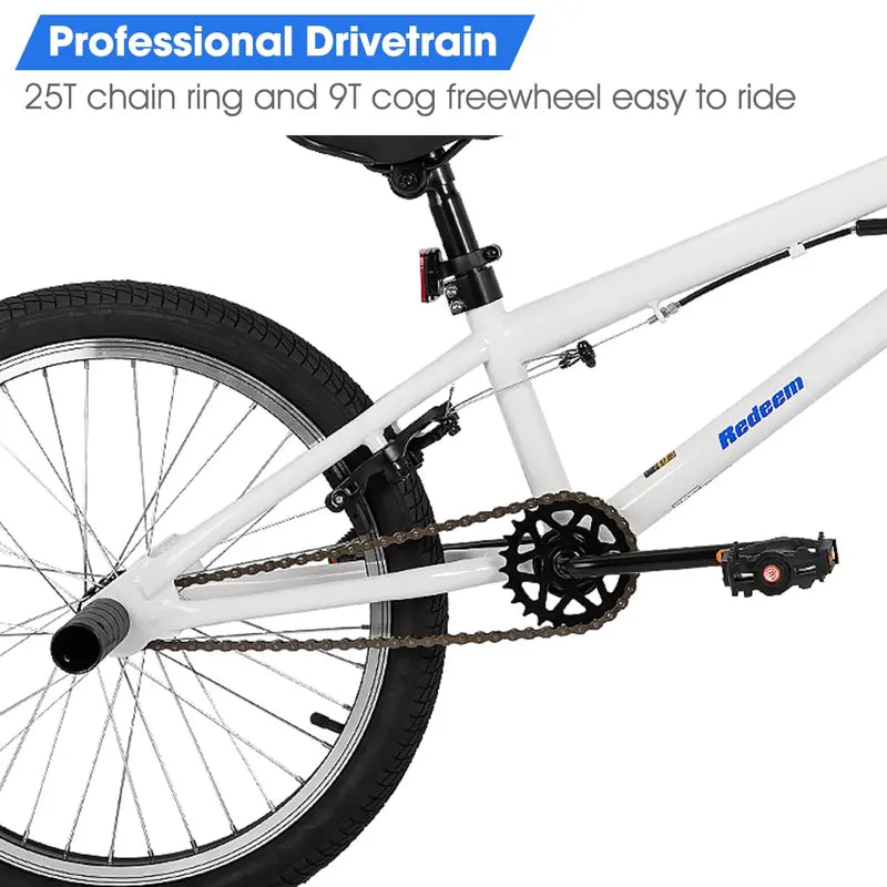 Hiland 20-Inch BMX Freestyle Bike  Hi-Ten Steel Frame, 360° Rotor, U-Brake, White Finish