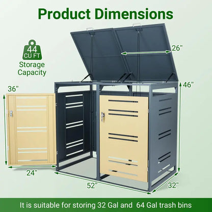52″ x 32″ x 46″ Weather-Resistant Outdoor Trash Can Enclosure