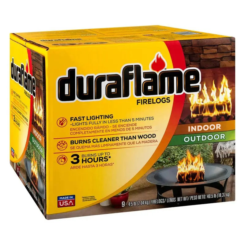 Duraflame 4.5 lb. Indoor/Outdoor Wax Firelogs (9-Pack), 3 Hour Burn 09405