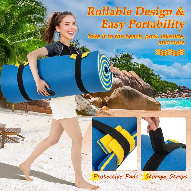 87-by-36-Inch Floating Water Mat with Rolling Pillow Design  Lily Pad Style