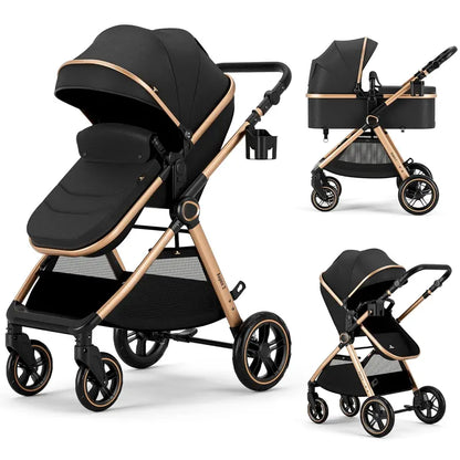 Accombe 2-in-1 Convertible Baby Stroller with Bassinet  Suitable for Newborns to 3-Year-Olds