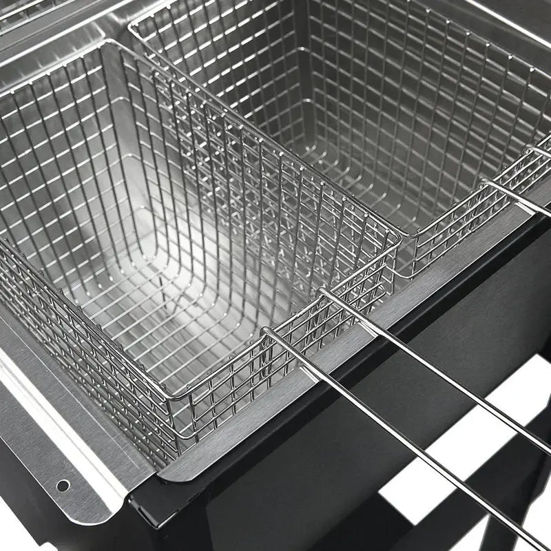 Barton Triple-Basket High-Pressure Deep Fryer  Dual Burner, Stainless Steel Construction (Black)