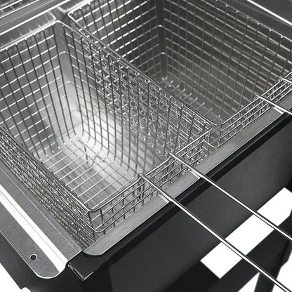 Barton Triple-Basket High-Pressure Deep Fryer  Dual Burner, Stainless Steel Construction (Black)
