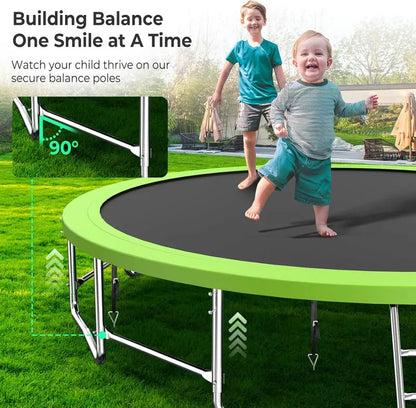 16-Foot Upgraded Trampoline with Enclosure Net and Adjustable Basketball Hoop