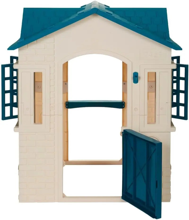 Cape Cottage Playhouse — Large Blue Wooden Kids’ Backyard Play Structure