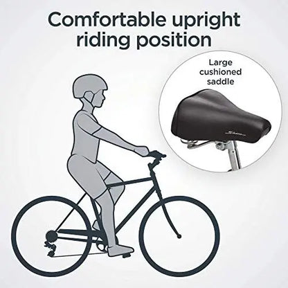 Schwinn Wayfarer Adult Hybrid Bike | 7-Speed, Step-Over/Step-Through, 700C Wheels, Rear Rack