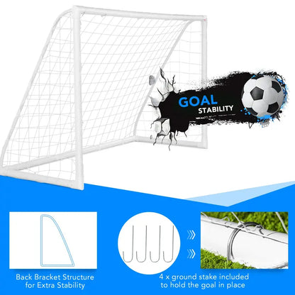 6′ x 4′ Portable Soccer Goal  Durable PVC-Framed Practice Net for Backyard or Field