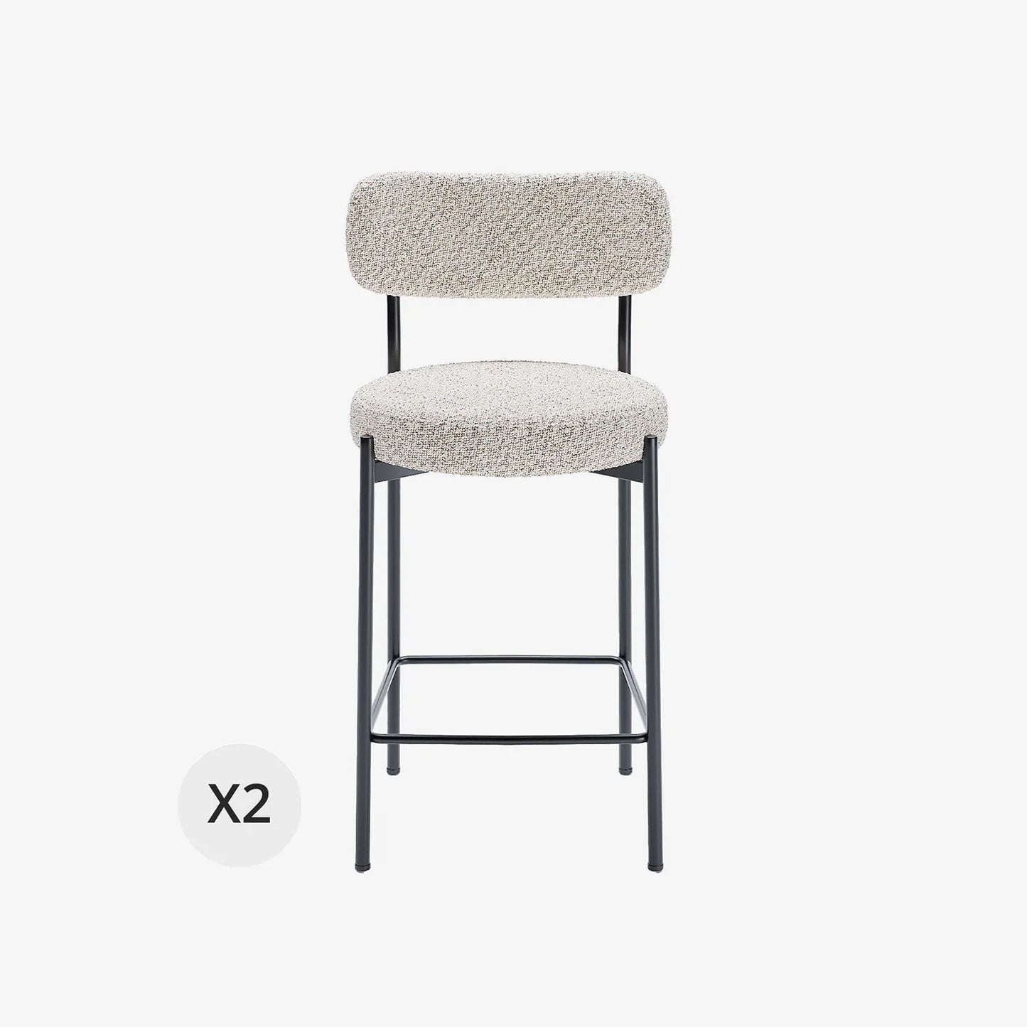 Lot de 2 fauteuils de bar bouclette grise et blanche Lili