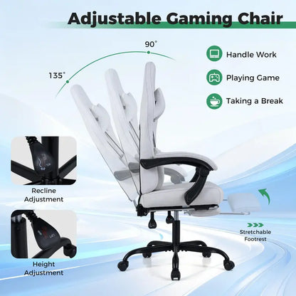Ergonomic Gaming Chair with Adjustable Height, Lumbar Support, and Removable Headrest