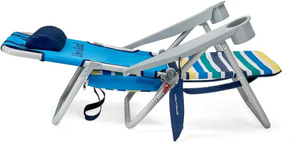 AKE Blue Compact Beach Chair  Lightweight Short-Seat Design