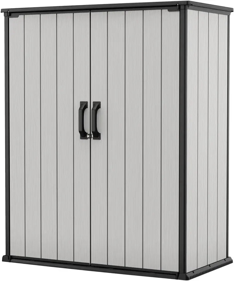 Keter Premier Resin Outdoor Storage Shed  4.6′ x 5.6′ Tall Garden Shed with Built-In Shelving Brackets