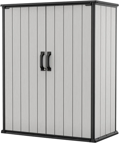 Keter Premier Resin Outdoor Storage Shed  4.6′ x 5.6′ Tall Garden Shed with Built-In Shelving Brackets