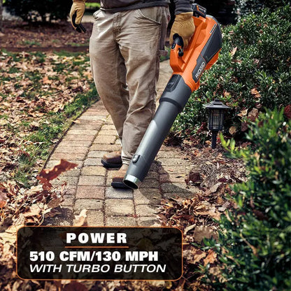 RIDGID 18V Brushless Cordless Leaf Blower  510 CFM, 130 MPH, Includes 6.0Ah Battery &amp; Charger