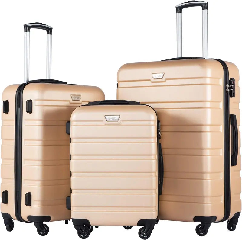 Coolife 3-Piece Lightweight Spinner Luggage Set  Hardshell Suitcases with TSA Locks