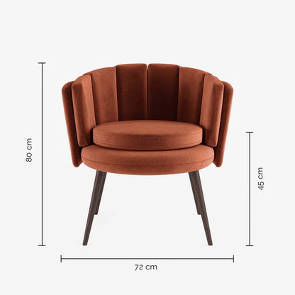 Fauteuil en velours ocre