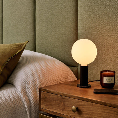 Knuckle Table Lamp in Blackened Oak + Sphere IV Set