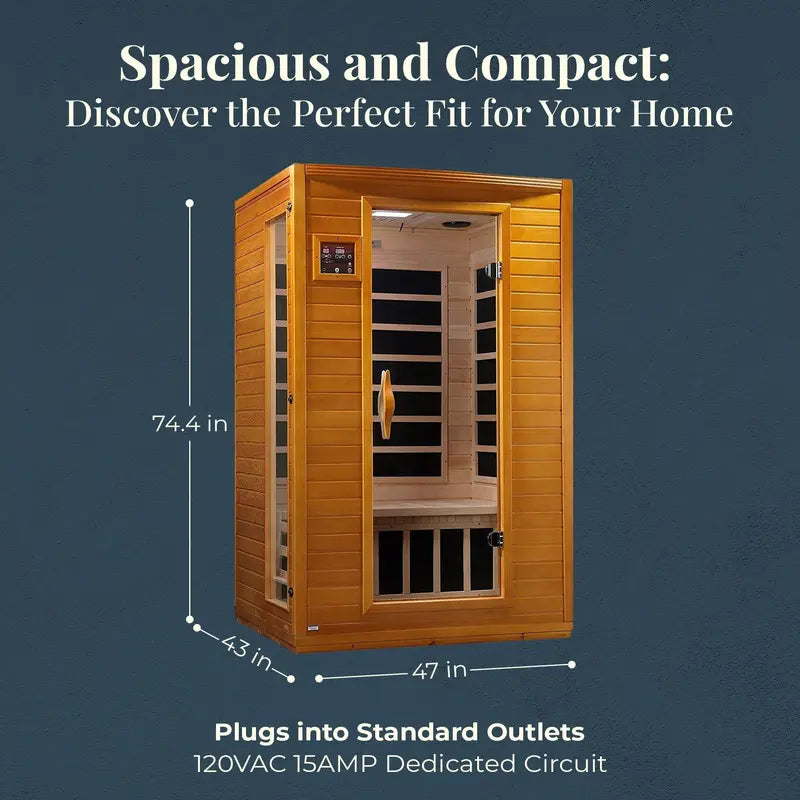 Dynamic Saunas Andora 2-Person FAR Infrared Sauna  Low EMF, Canadian Hemlock
