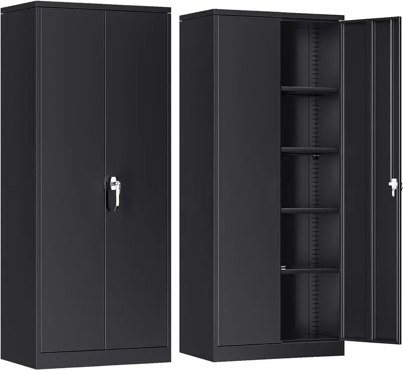 Atripark Industrial-Grade 72″ Lockable Steel Storage Cabinet  Secure Garage or Workshop Tool Storage