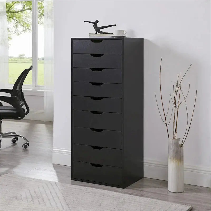 Wooden Lateral File Cabinet  Mobile Office Storage Unit with Locking Drawers