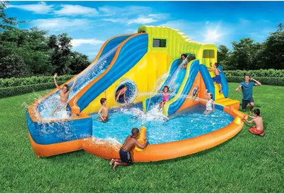 Banzai Pipeline Twist Inflatable Water Park  Kids’ Backyard Splash & Slide Set