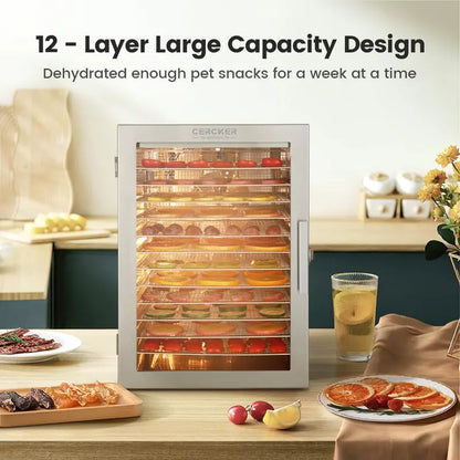 Cercker 12-Tray Food Dehydrator  Stainless Steel Racks, Precise Temperature Control for Healthy Snacks