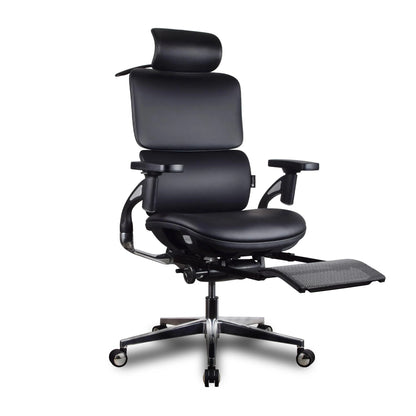 Chaise ergonomique de bureau - TERRANA PREMIUM Noire en cuir reconstitué