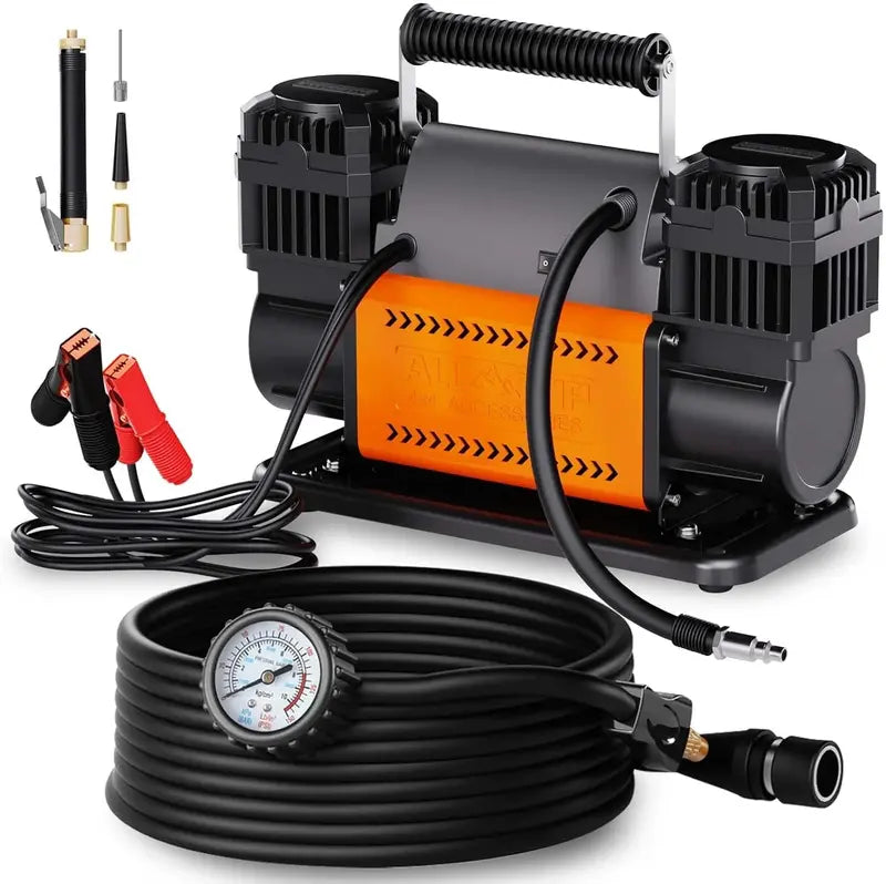 Dual-Cylinder 12V Portable Air Compressor | Off-Road Tire Inflator for Trucks, ATVs & Campers | 12.35 CFM, 150 PSI Max Output