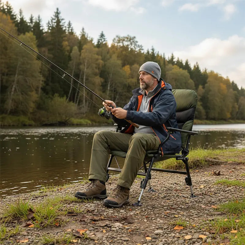 All-Terrain High-Back Camping Chair with Padded Support and Rugged Frame