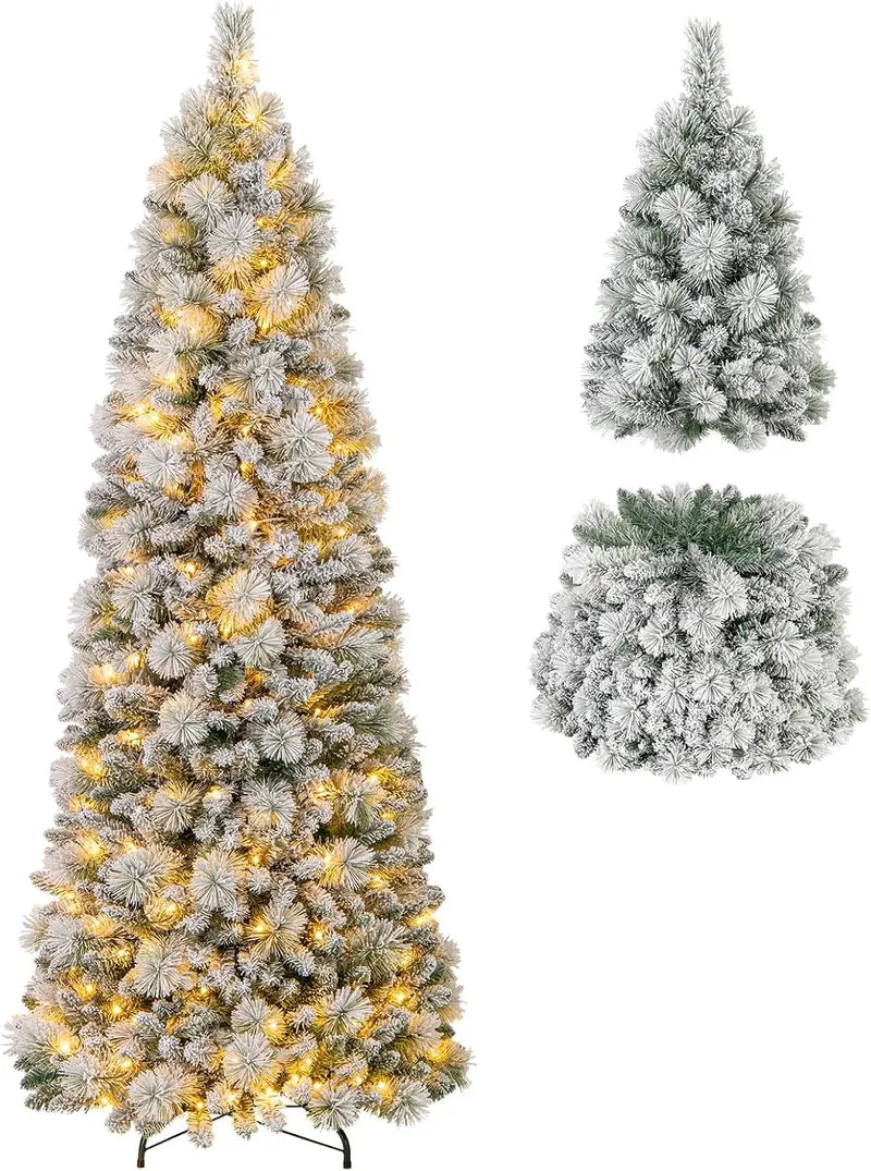 6- or 7-Foot Collapsible Pop-Up Snow-Flocked Artificial Christmas Tree
