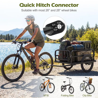 Heavy-Duty Universal Bike Cargo Trailer with 16-Inch All-Terrain Tires and Secure Hitch