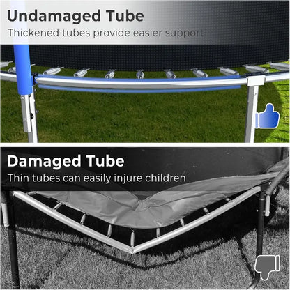 16-Foot Upgraded Trampoline with Enclosure Net and Adjustable Basketball Hoop