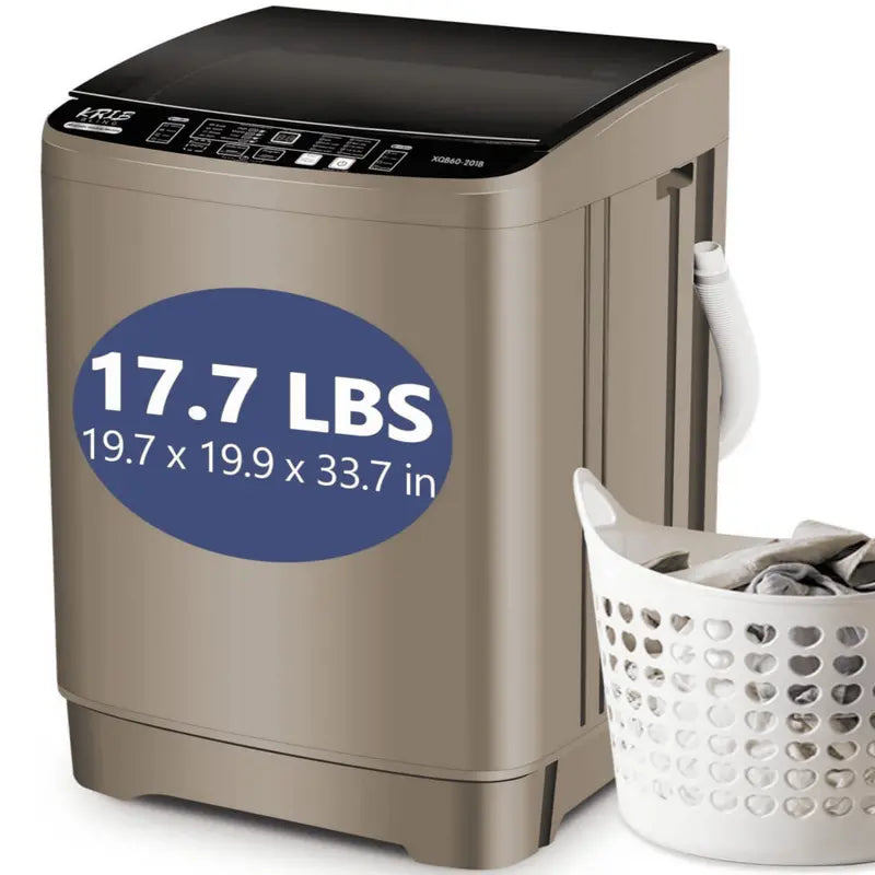 Full-Automatic Portable Washing Machine  17.7-Lb Capacity for Small Spaces