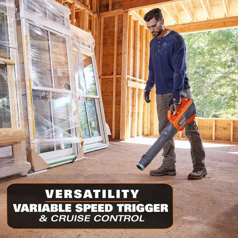RIDGID 18V Brushless Cordless Leaf Blower  510 CFM, 130 MPH, Includes 6.0Ah Battery &amp; Charger