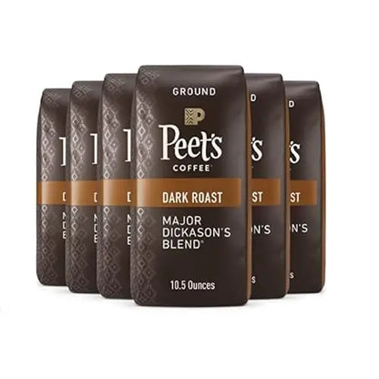 Peet’s Major Dickason’s Dark Roast Ground Coffee, 63 Ounces (Pack of 6)