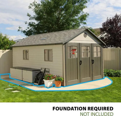 Lifespan 11′ x 18.5′ Outdoor Storage Shed  Desert Sand Resin Design
