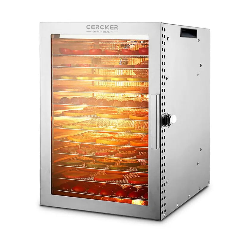 Cercker 12-Tray Food Dehydrator  Stainless Steel Racks, Precise Temperature Control for Healthy Snacks