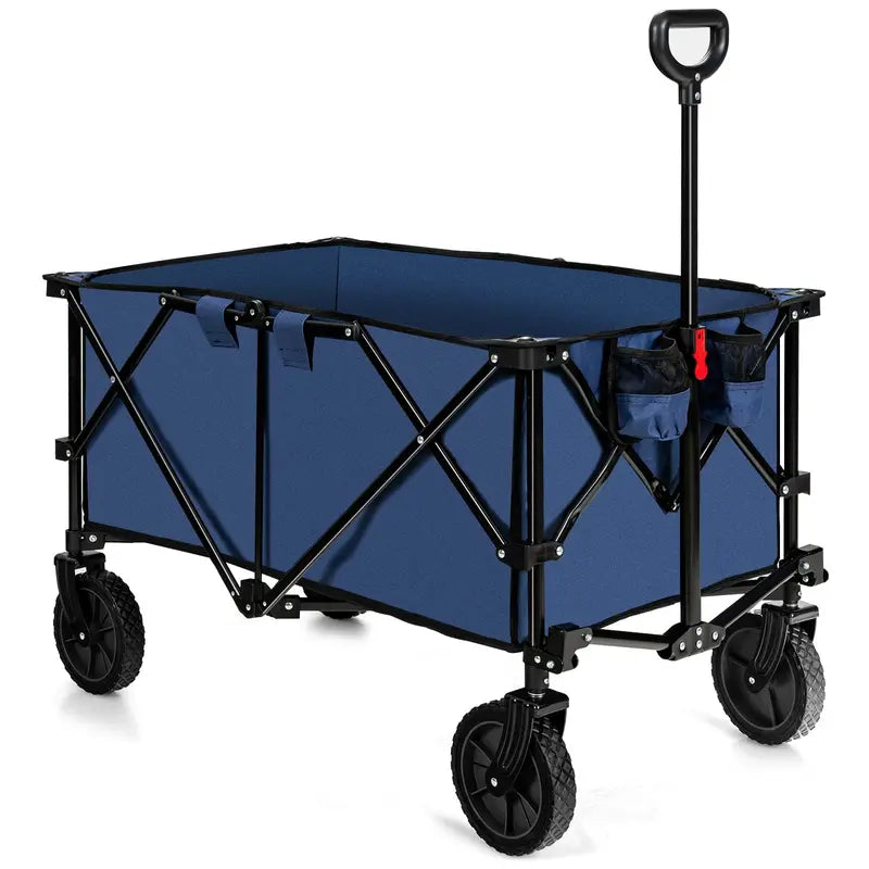 Collapsible Folding Wagon Cart  All-Terrain Wheels, Adjustable Handle & Carry Bag Included