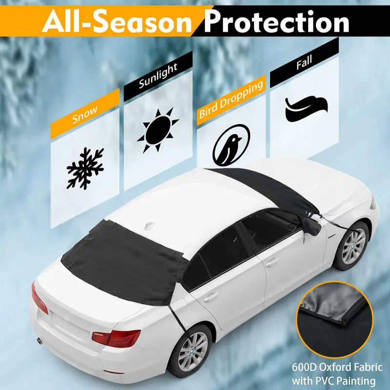 Heavy-Duty Windshield Snow Cover Set  600D Oxford Fabric Frost & Ice Protector for Front & Rear Windows