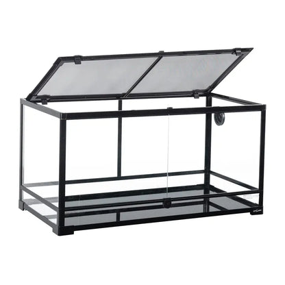 REPTI-ZOO 40 Gallon Glass Terrarium with Dual Doors, Secure Lock &amp; Removable Mesh Cover for Reptiles