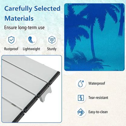 Adjustable Folding Beach Chair for Adults  5-Position Recline, Head Pillow & Integrated Cooler Bag