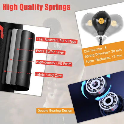 Freestanding Boxing Speed Trainer  360° Rotating Bar with Dual Reflex Balls