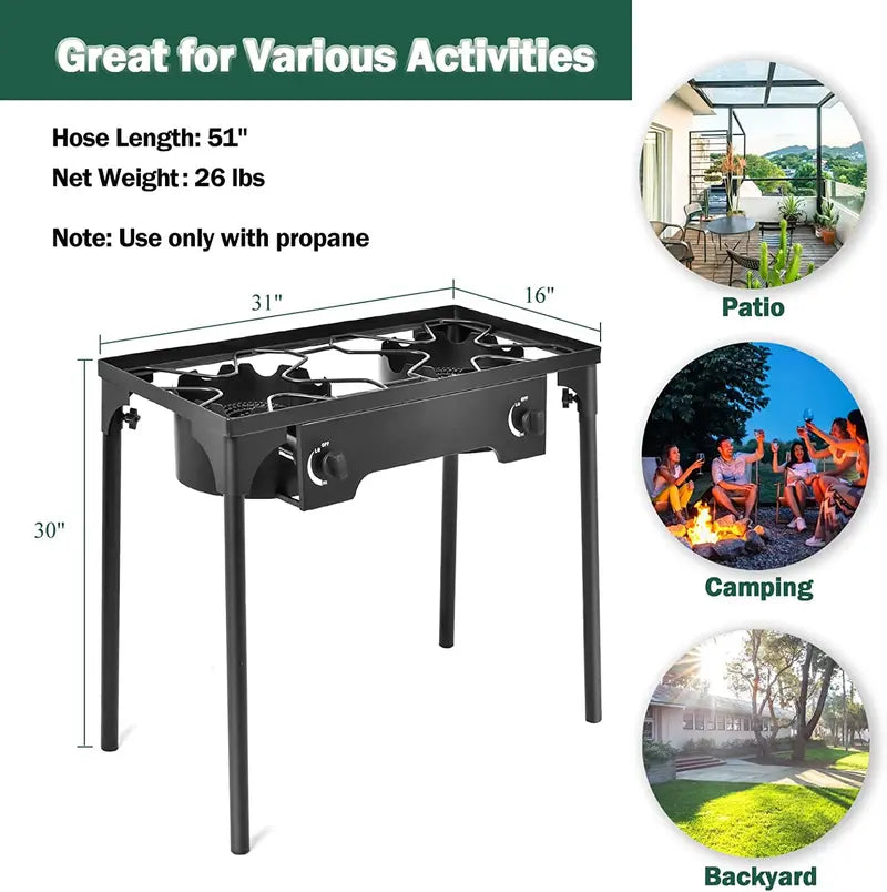 Portable High-Pressure Propane Burner  Outdoor Gas Cooker for Camping and Tailgating