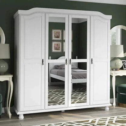 Kyle Armoire by Palace Imports  Handcrafted 4-Door Solid Wood Wardrobe with Optional Mirrored Panels