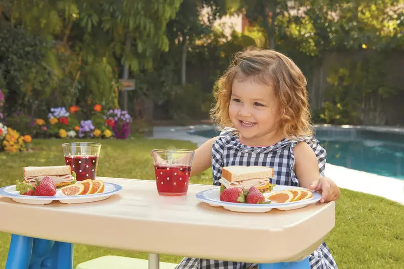 Little Tikes Easy-Store Kids’ Picnic Table  Durable Indoor/Outdoor Design with Umbrella, Ages 2+