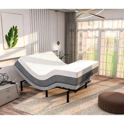 Adjustable Smart Bed Frame with Gel-Infused Memory Foam Mattress, Dual Massage, USB Charging, App & Remote Control
