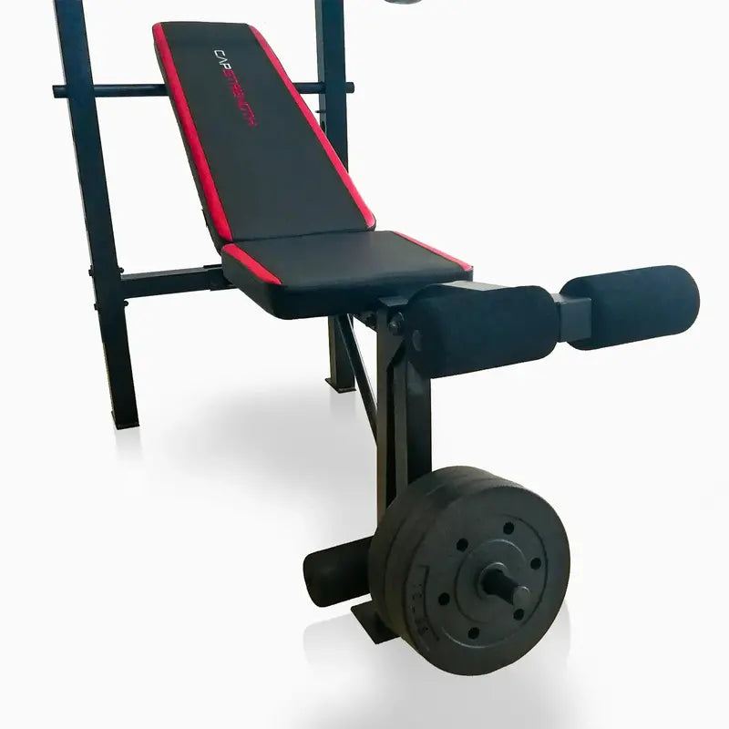 Adjustable Weight Bench with Power Rack, Leg Extension, and 90 lb. Capacity