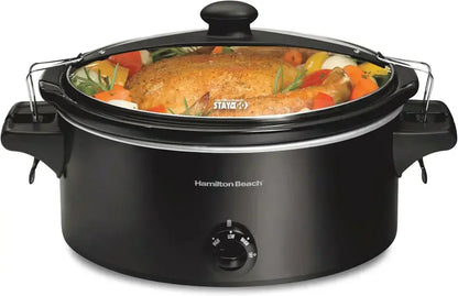 10-Quart Portable Slow Cooker  Heavy-Duty ‘Stay or Go’ Design with Secure Lid Lock