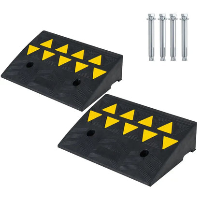 Dual-Pack Rubber Curb Ramp  Driveway Threshold Ramps with 5-Inch and 6.3-Inch Height Options